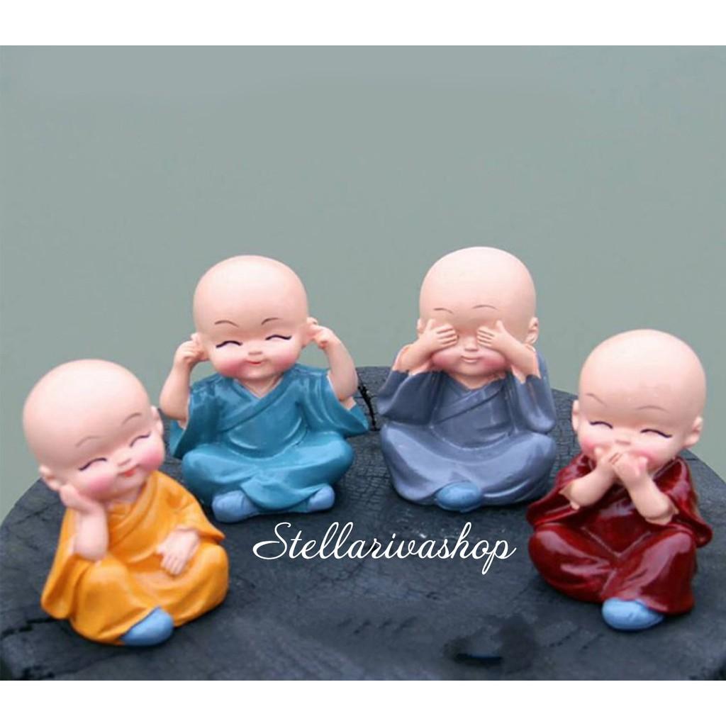Full bộ 4 tượng Chú Tiểu Tứ Không để bàn, trang trí ô tô quà tặng trang trí