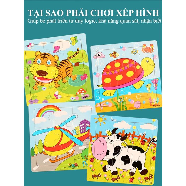 Combo 10 Đồ Chơi Xếp Hình Lắp Ráp Tranh Ghép Gỗ 9 Mảnh Nhiều Chủ Đề Size 15*15cm (Giao Ngẫu Nhiên Không Trùng)