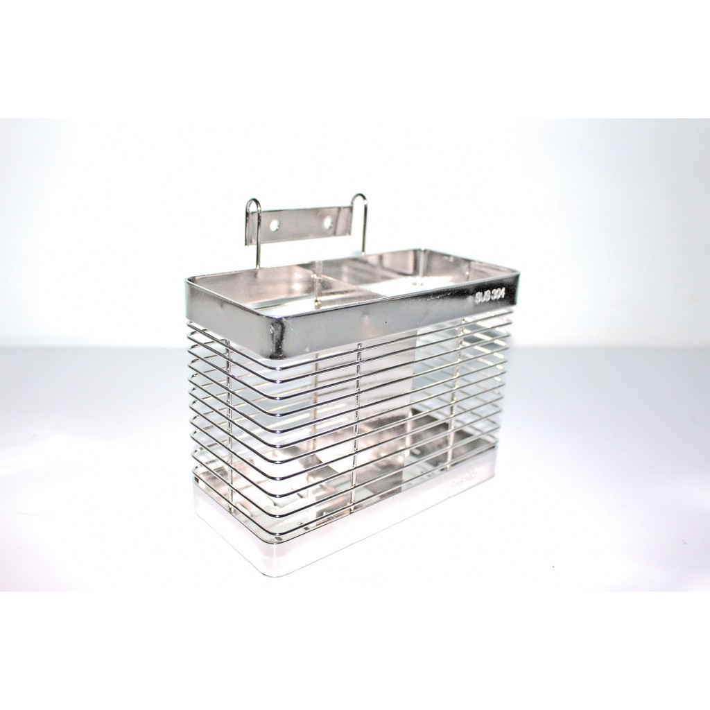 Ống đũa inox 2 ngăn dán tường