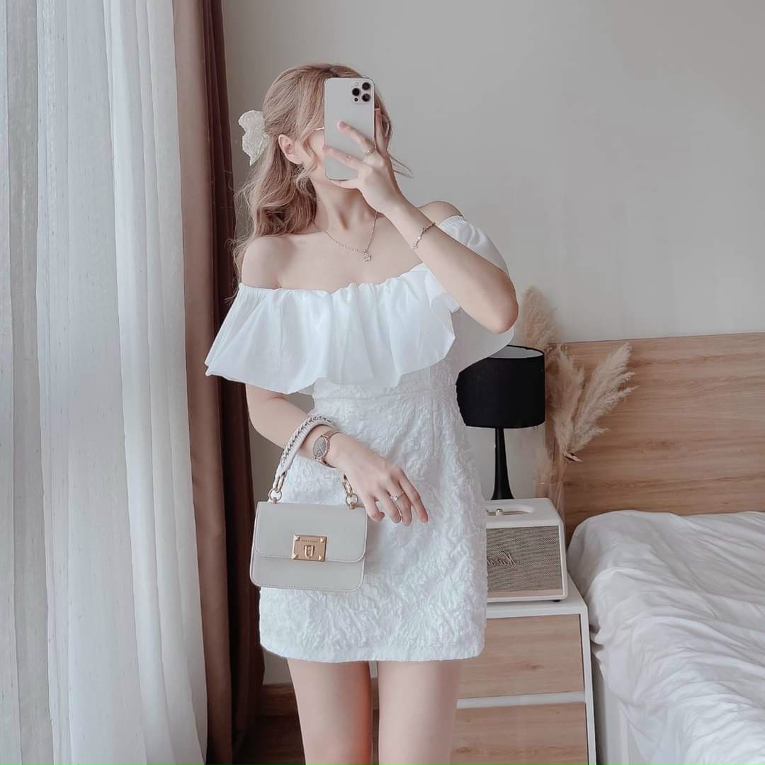 Đầm Xốp Phối Voan Tơ Sang Chảnh