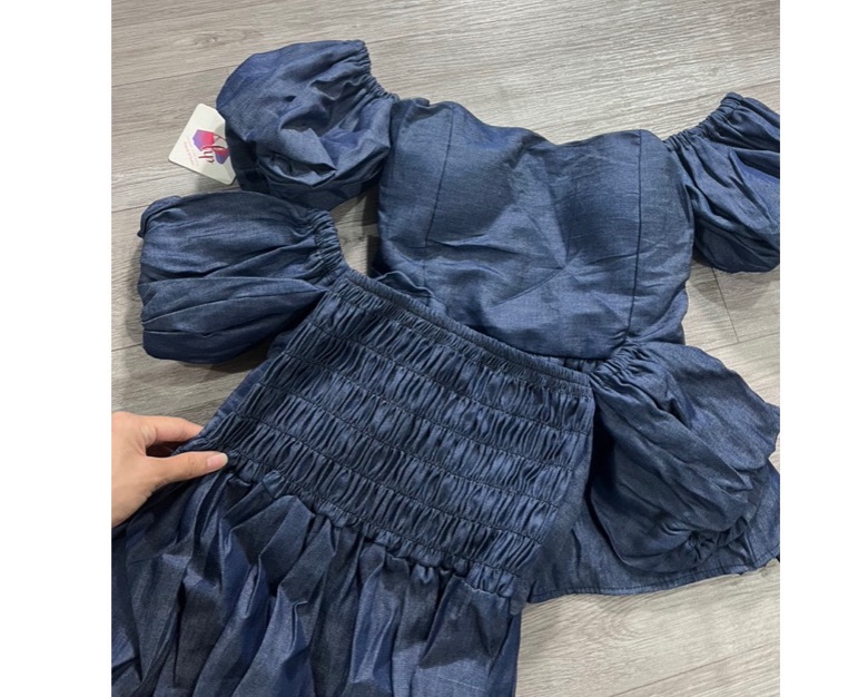 Set áo trễ vai có mút mix chân váy