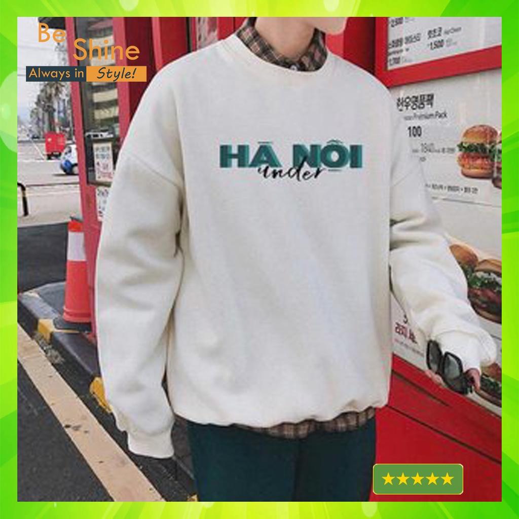 Áo sweater LOGO under Hà Nội Form Rộng Áo nỉ da cá dài tay UNISEX Nam Nữ- In Hình Local Brand