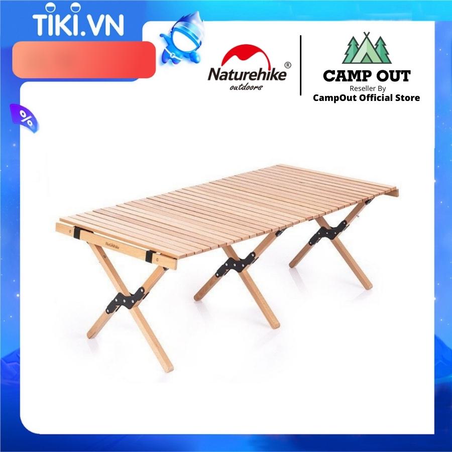 Bàn dã ngoại Naturehike campoutvn cắm trại du lịch glamping kệ gỗ xếp gấp sang trọng có túi đựng kèm A101