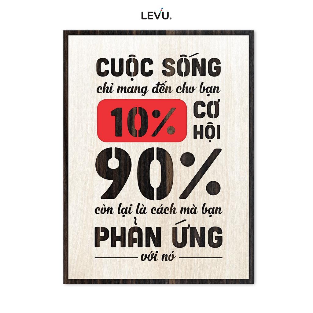Tranh slogan thương hiệu LEVU LV112 "Cuộc sống chỉ mang đến cho bạn 10% cơ hội, 90% còn lại là cách bạn phản ứng với nó"