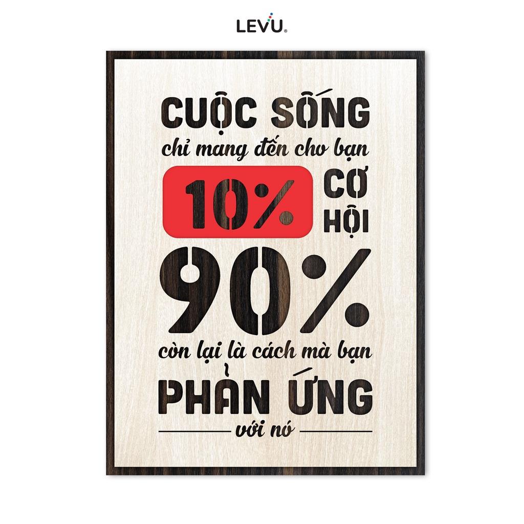 Tranh slogan thương hiệu LEVU LV112 &quot;Cuộc sống chỉ mang đến cho bạn 10% cơ hội, 90% còn lại là cách bạn phản ứng với nó