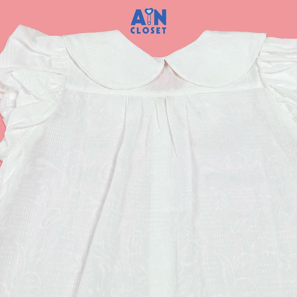 Áo Sơ mi Trắng Ngắn tay bé gái họa tiết Cổ Cánh Bướm Cotton dệt. - AICDBGGJIU61 - AIN Closet