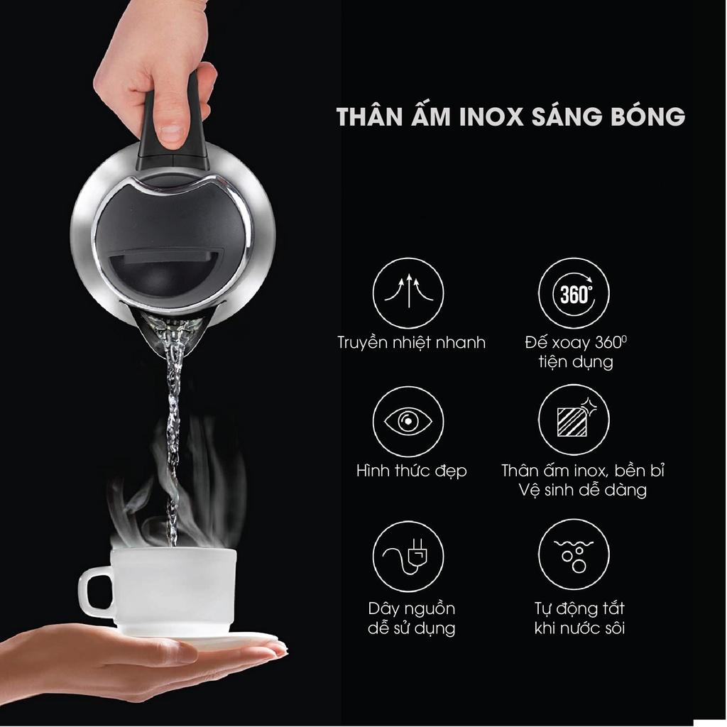 Ấm Siêu Tốc MATIKA Inox 1.8L MTK-18 Hàng Chính Hãng