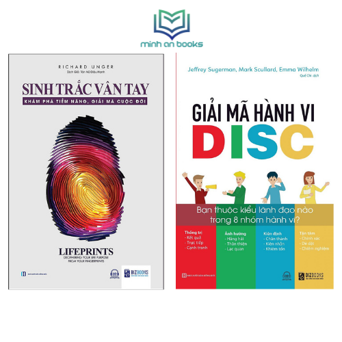 Combo 2 Sách Khám Phá Bản Thân: Sinh Trắc Vân Tay - Khám Phá Tiềm Năng Giải Mã Cuộc Đời + Giải Mã Hành Vi DISC: Bạn Thuộc Kiểu Lãnh Đạo Nào Trong 8 Nhóm Hành Vi? - BIZBOOKS x MinhAnBooks
