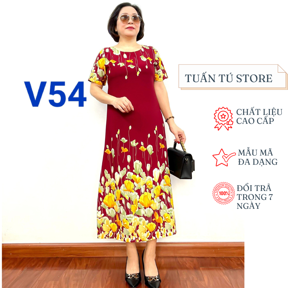 Váy Trung Niên Sang Trọng Chất Liệu Lụa Mango Mềm Mượt Và Thoáng Mát 2023 - Tuấn Tú Store 68