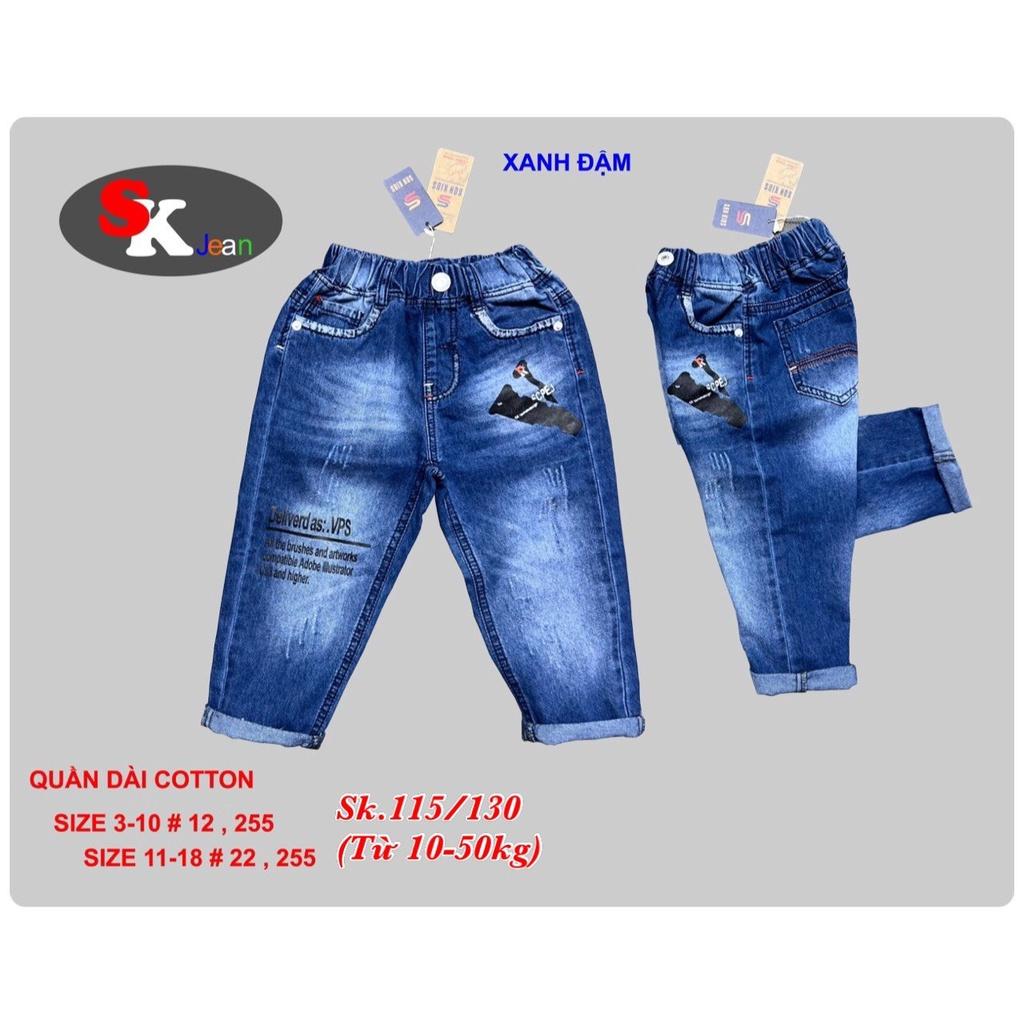 Quần jeans dài phong cách cho bé trai phối đồ đi chơi đi tiệc đẹp size 12-28kg mẫu mới nhất