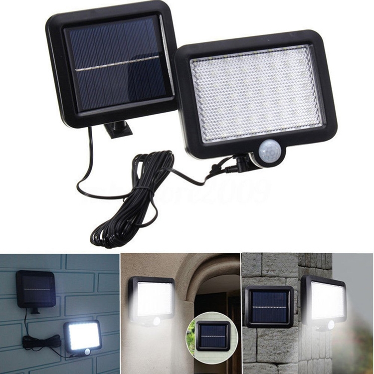 Đèn cảm biến hồng ngoại năng lượng mặt trời 56 Led sáng khi thấy người chuyển động (kèm cáp nối 5m )