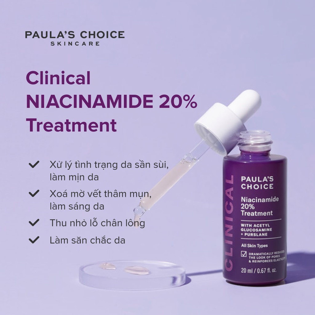 Tinh Chất Làm Sáng Da,Thu Nhỏ Lỗ Chân Lông Và Ngăn Ngừa Mụn Clinical Niacinamide 20% 2ml