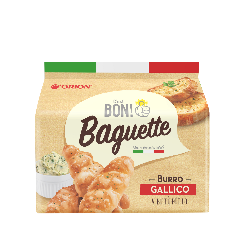 Combo 5 gói Bánh Nướng Giòn C'est Bon Orion Baguette Vị Bơ Tỏi Đút Lò
