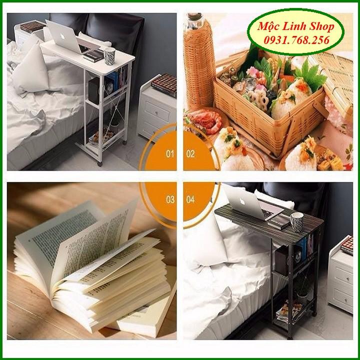 Bàn làm việc chân lệch 09B, có 2 ngăn để đồ và bánh xe 80x40x70
