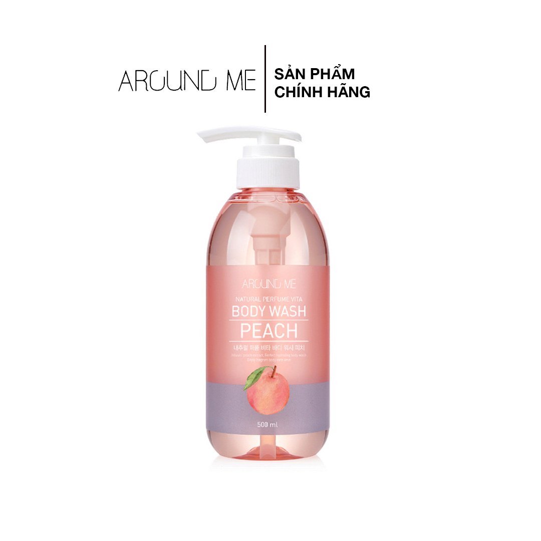 Sữa tắm Around Me hương nước hoa dưỡng ẩm cơ thể Hương Đào Vita Body Shower Wash Peach 500ml