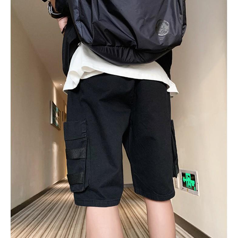 Quần Short Nam Nữ 12.DESTINY Chi Tiết Dây Đan Chữ X Phá Cách Sáng Tạo Chất Liệu Kaki Nhập Khẩu Màu Đen 581