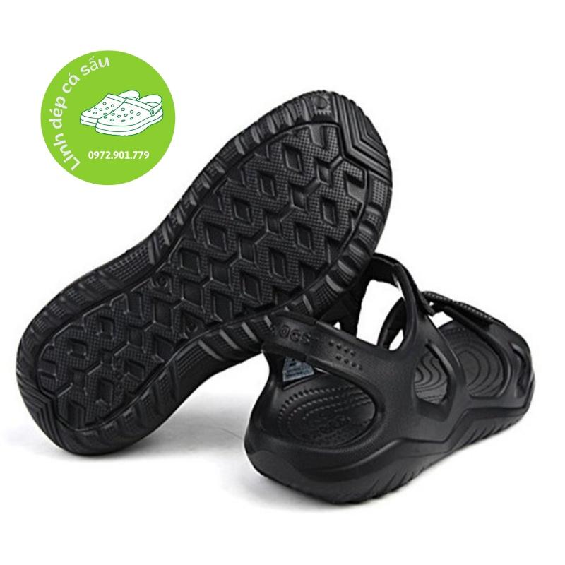 Sandal nhựa cross river màu đen quai dán , đúc liền khối, mưa nước thoải mái