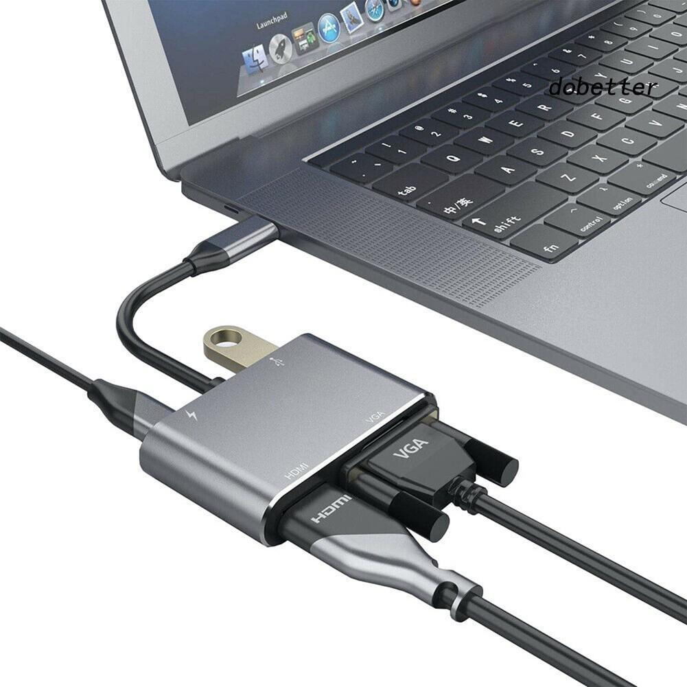 Bộ chuyển đổi USB Type-C sang HDMI VGA hỗ trợ đọc thẻ 4 trong 1 dành cho Laptop táo