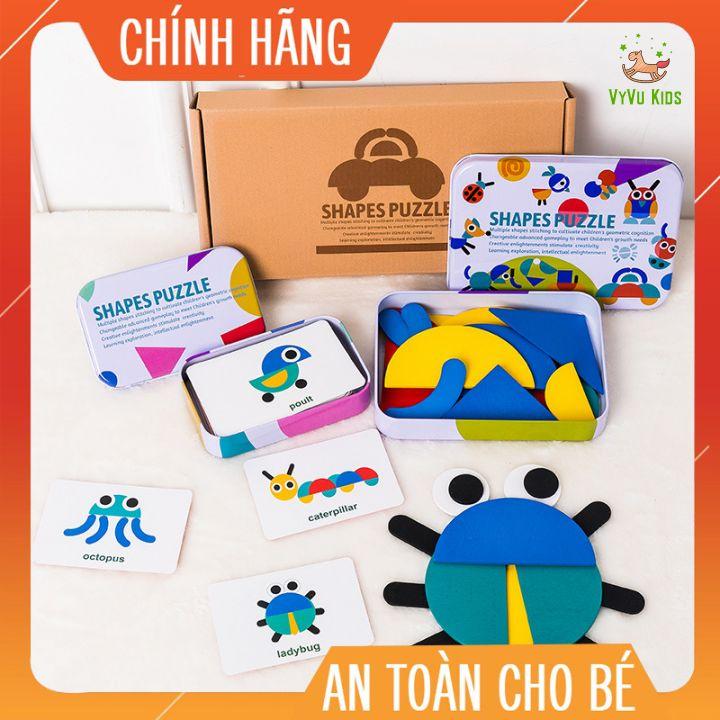 Bộ ghép hình con vật bằng gỗ ĐỒ CHƠI GIÁO DỤC️ giúp trẻ kích thích sáng tạo