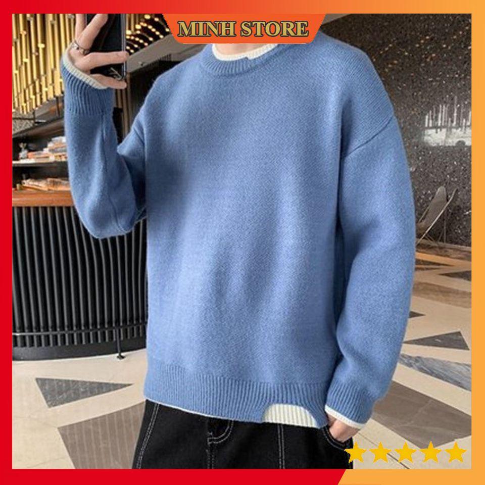 Áo len nam cổ tròn phong cách hàn quốc, Áo len nam phom rộng cao cấp AL03 - MINHSTORE