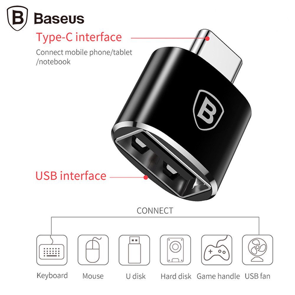 Jack chuyển đầu chuyển đổi adapter usb type a sang type c Baseus LV106 cho samsung xiaomi,..vv - hàng chính hãng