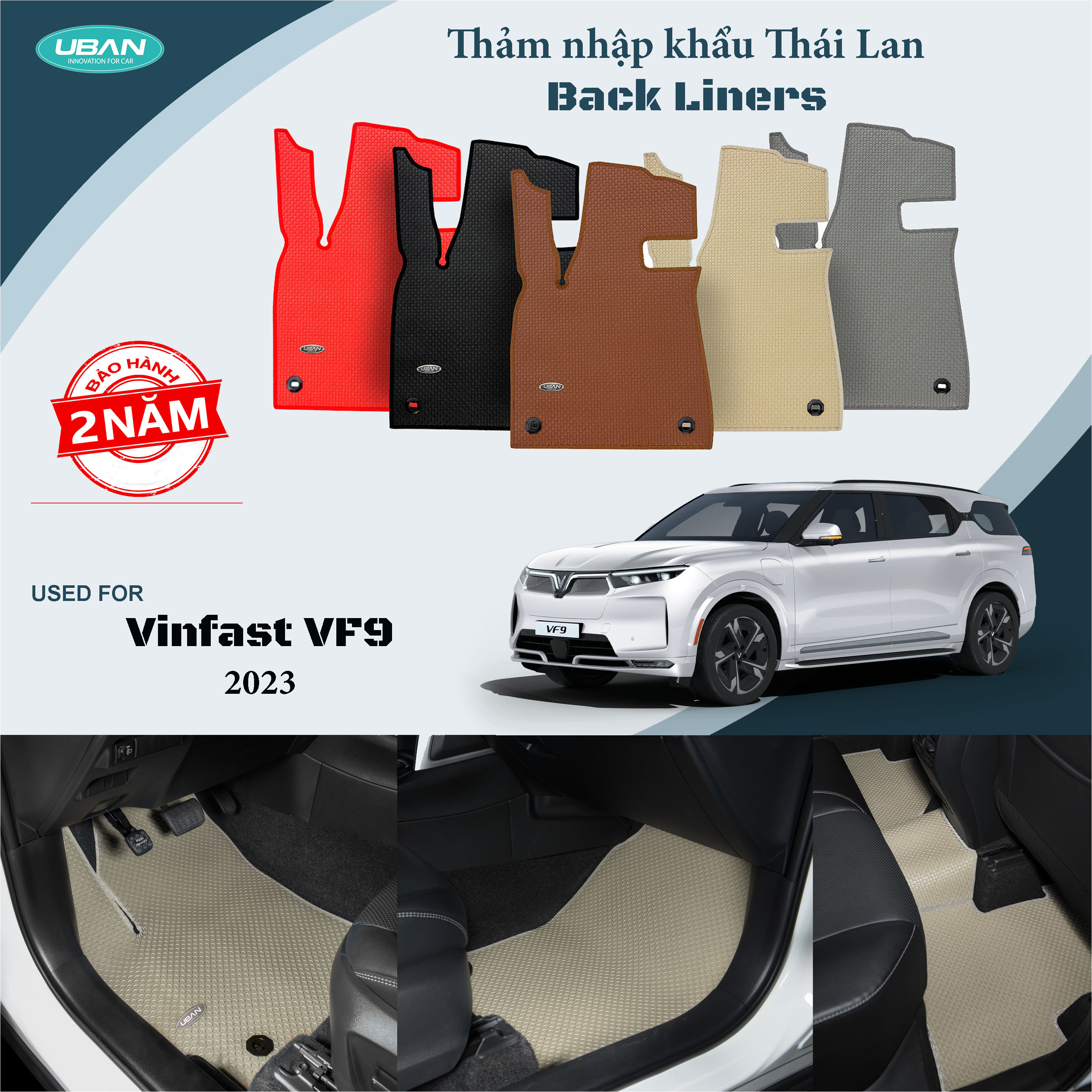 Thảm lót sàn ô tô Uban cho xe Vinfast VF9 - Nhập Khẩu Thái Lan