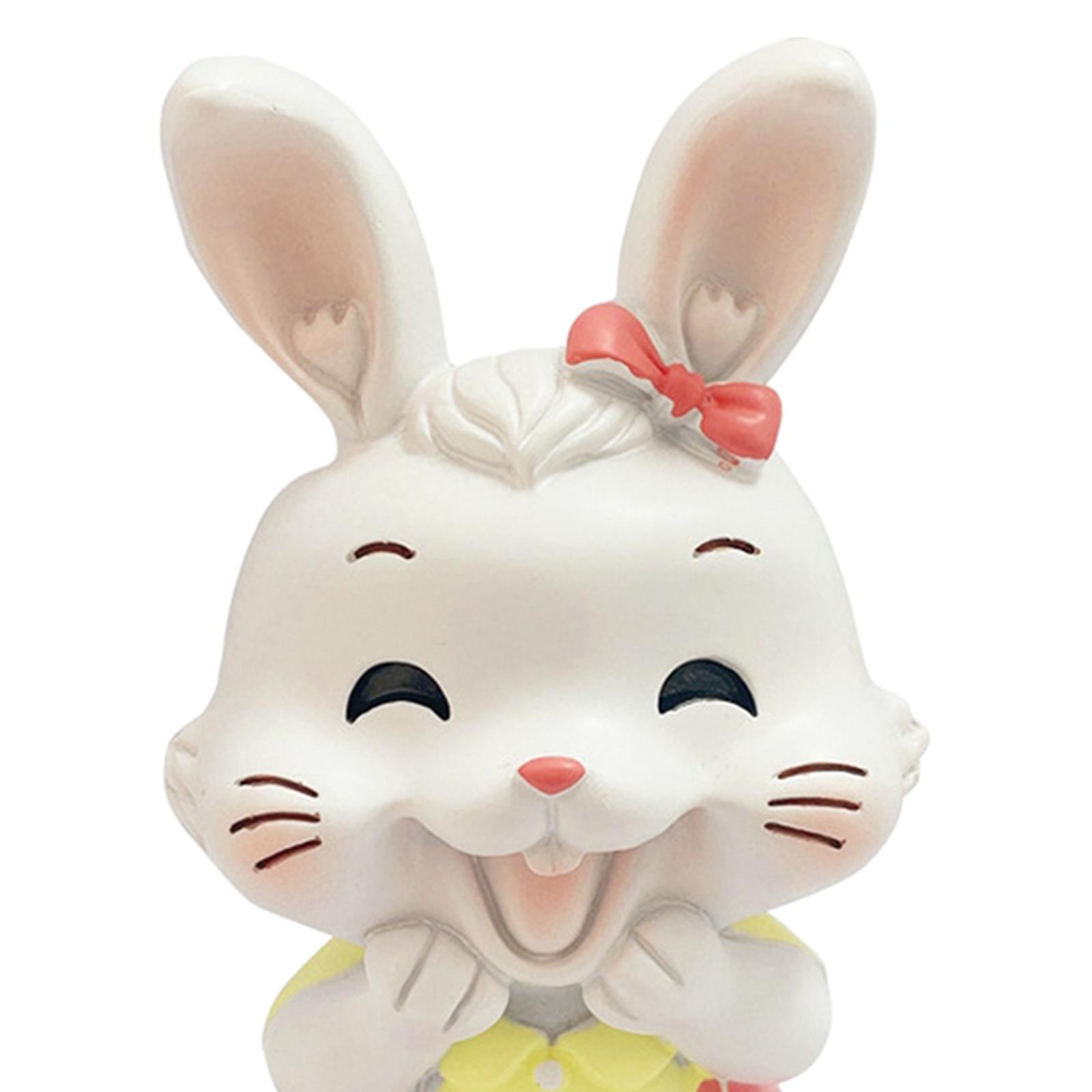 2 Rabbit Statue Animal Figures Art Sculpture for Office