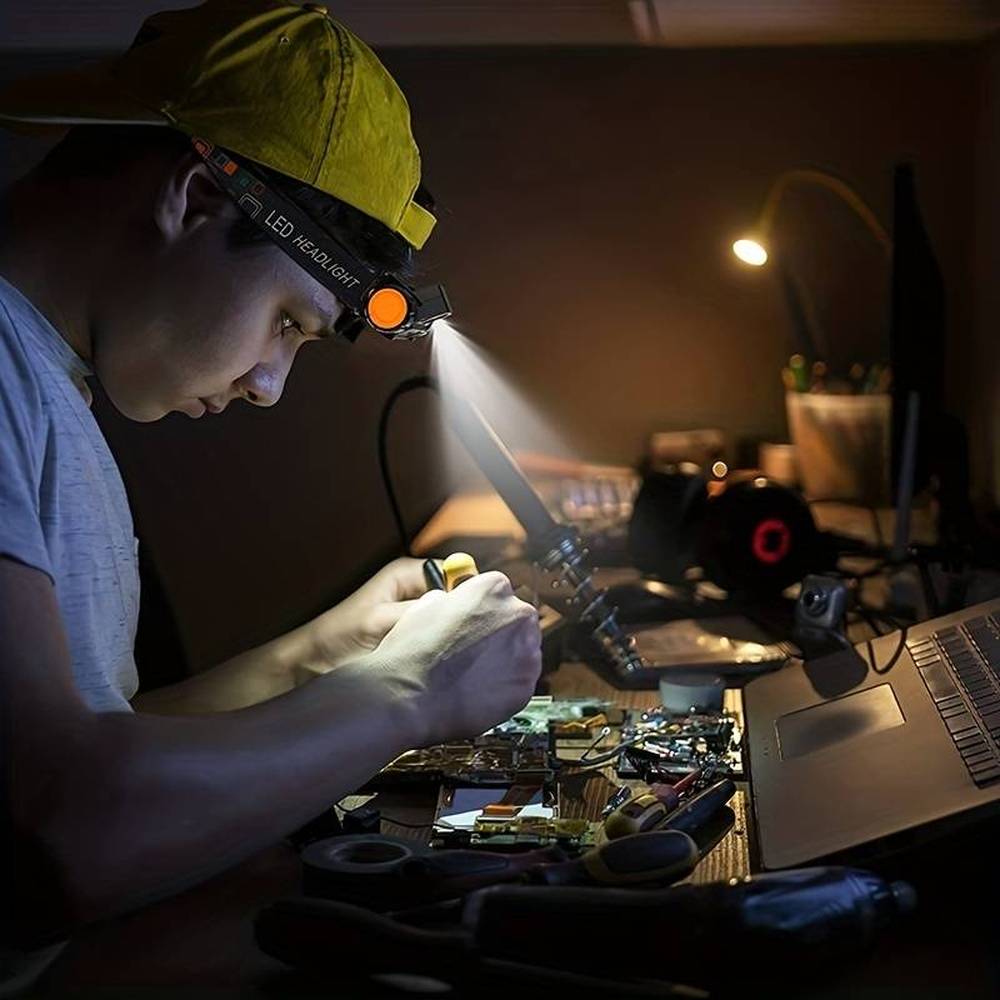Đèn Pha LED Chống Nước Đa Năng Đèn Pha Sạc USB + COB Đèn Pin Đội Đầu Đèn Đội Đầu Công Suất Cao