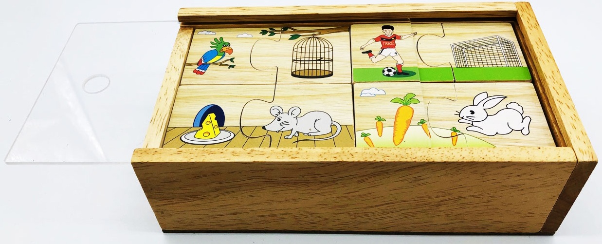 Combo quà tặng - Đồ chơi gỗ Xếp hình Phù hợp tặng kèm Truyện cổ tích Việt Nam cho bé