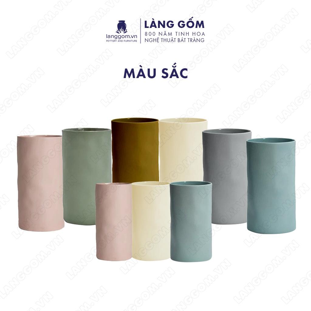 Bình hoa, lọ hoa Gốm sứ Bát Tràng cao cấp Men mát giả nặn dùng làm quà tặng, trang trí - Làng Gốm Bát Tràng