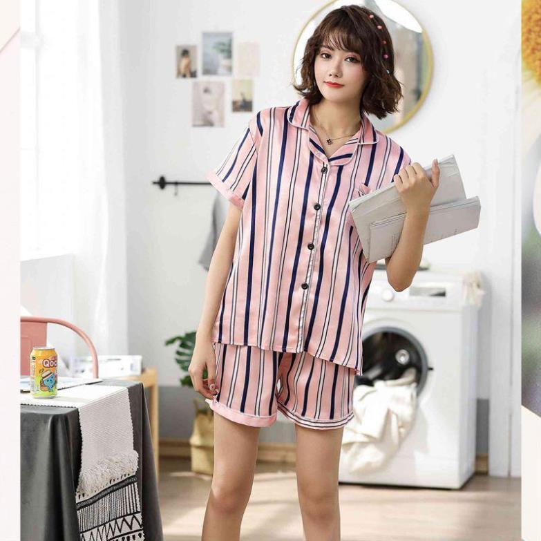 Đồ bộ lụa satin đáng Yêu – Đồ mặc nhà nữ, đồ ngủ nữ xinh xắn B64