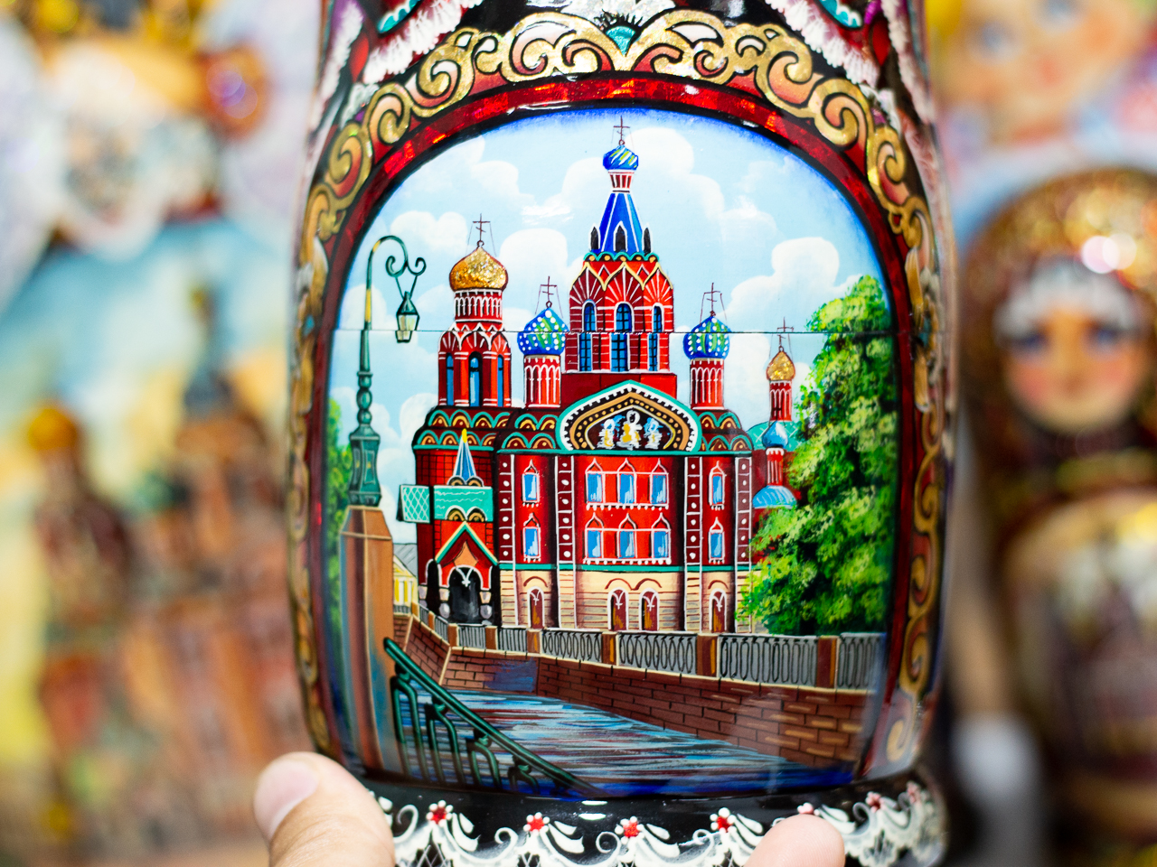BỘ BÚP BÊ NGA MATRYOSHKA 10 LỚP CAO 26CM CAO CẤP HOA VĂN "PHONG CẢNH SAINT PETERSBURG" CỰC ĐẸP VÀ SANG TRỌNG