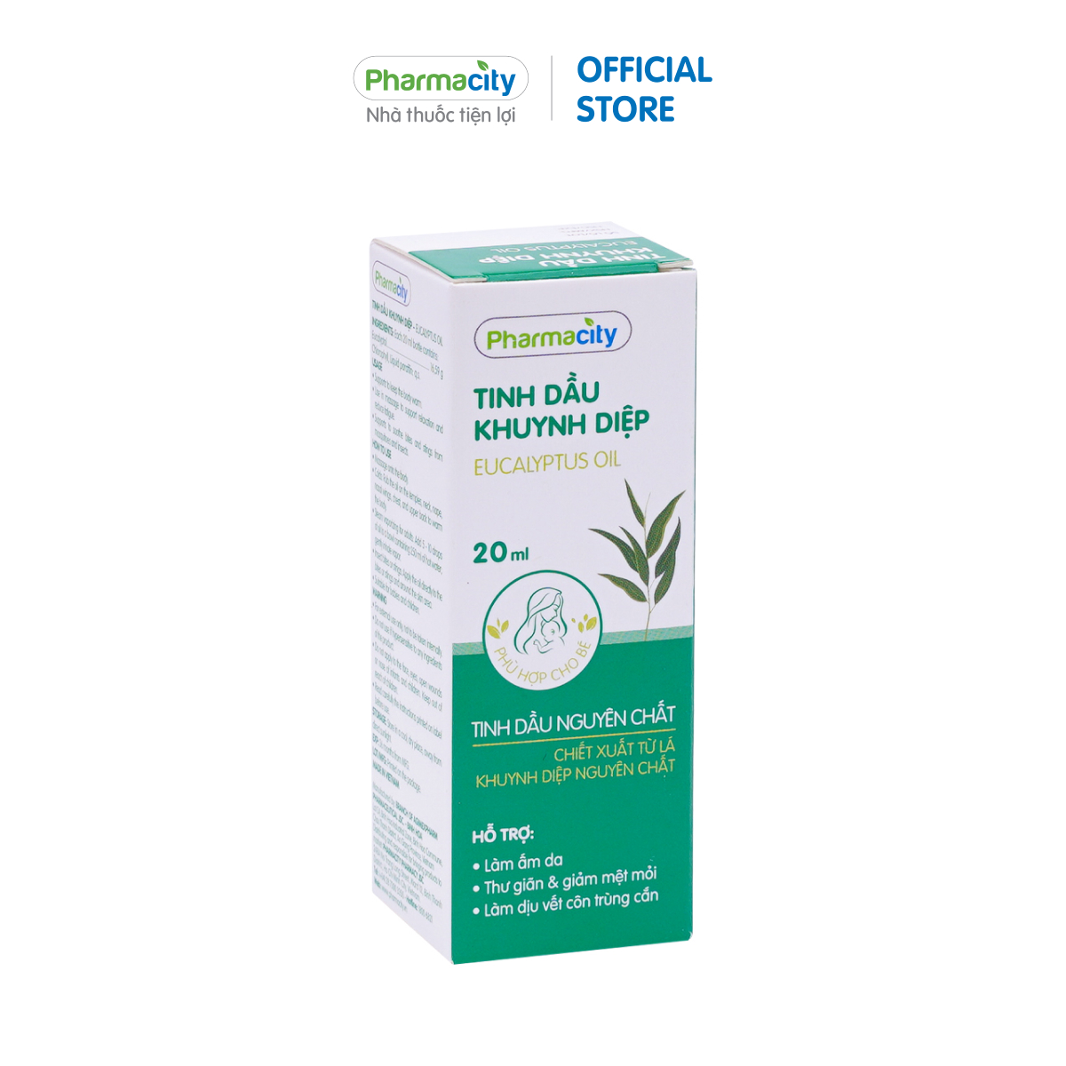 Dầu khuynh diệp nguyên chất Pharmacity giúp thư giãn, làm dịu vết côn trùng cắn (20ml)