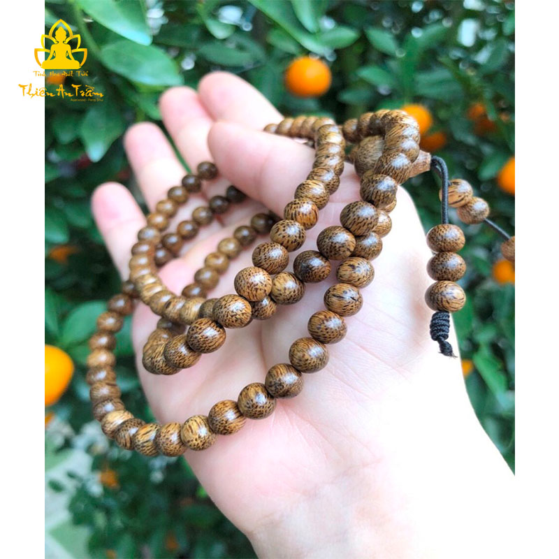 Chuỗi trầm hương 108 hạt - chuỗi trầm hương tốc tự nhiên cao cấp tài lộc hanh thông - Size 6mm