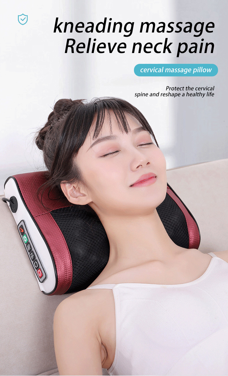 Gối massage cổ vai gáy, máy massage hồng ngoại 16 -20 bi cao cấp thế hệ mới hỗ trợ mát xa toàn thân - Massage pillow