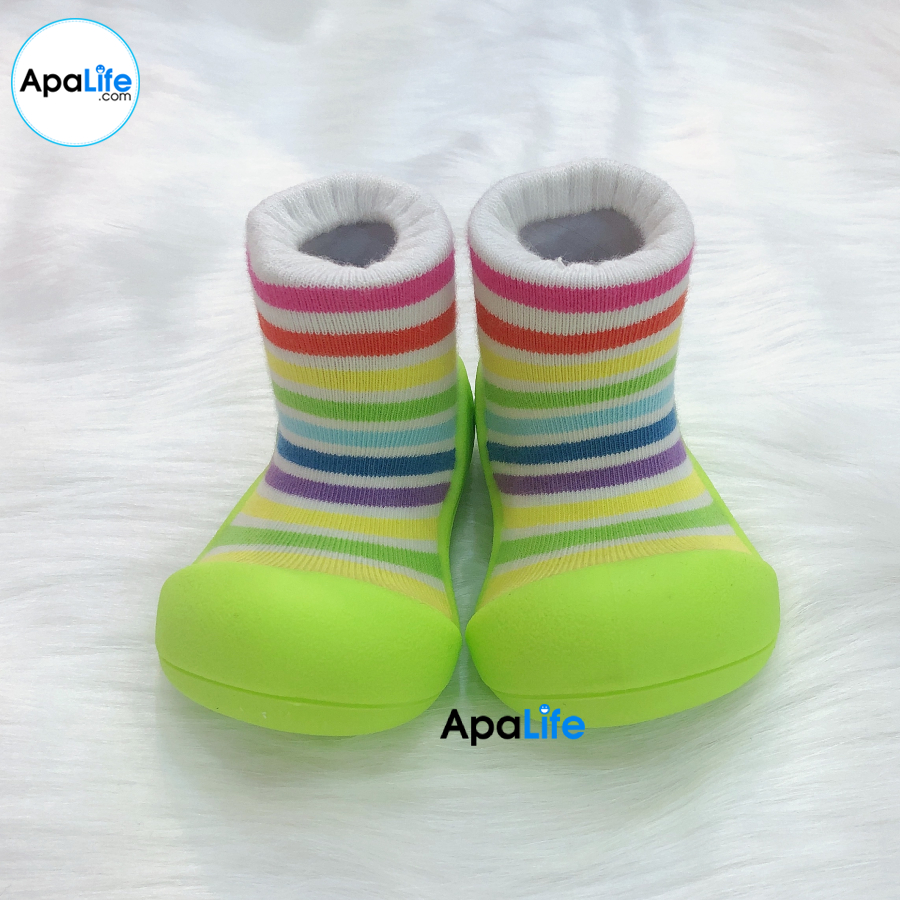 Attipas Rain Bow - Xanh/ AT039 - Giày tập đi cho bé trai /bé gái từ 3 - 24 tháng nhập Hàn Quốc: đế mềm, êm chân &amp; chống trượt