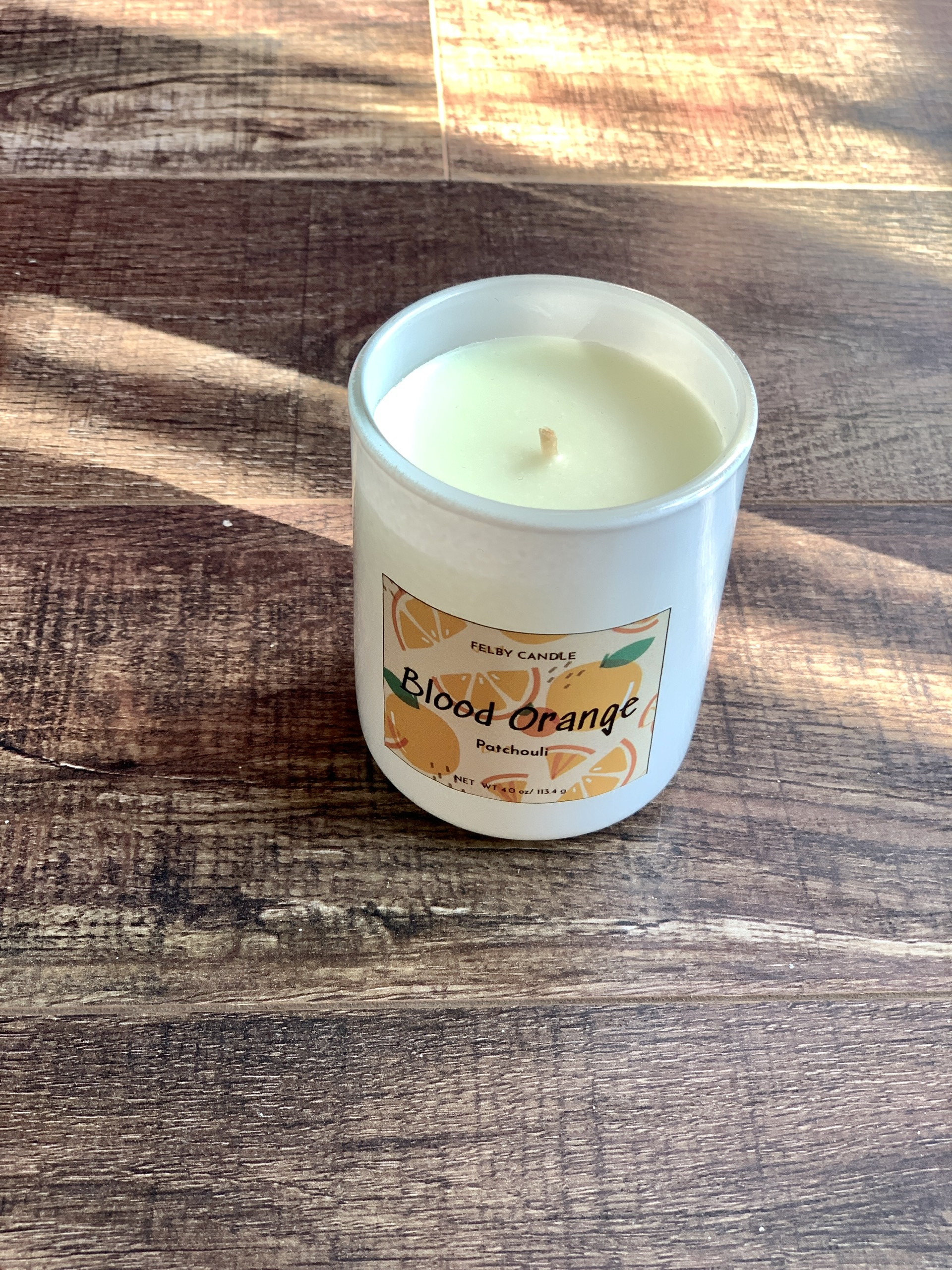 Nến thơm tự nhiên hương cam, Blood Orange Patchouli, size nhỏ, 1 bấc sợi