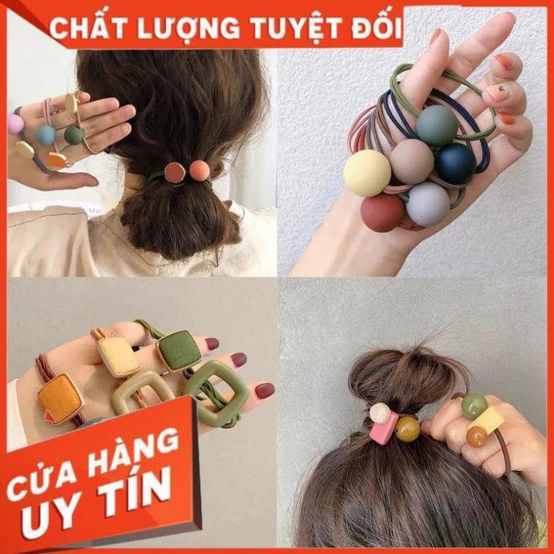 Dây buộc tóc set 20 chun buộc tóc túi nhựa trong mix nhiều hình dễ thương