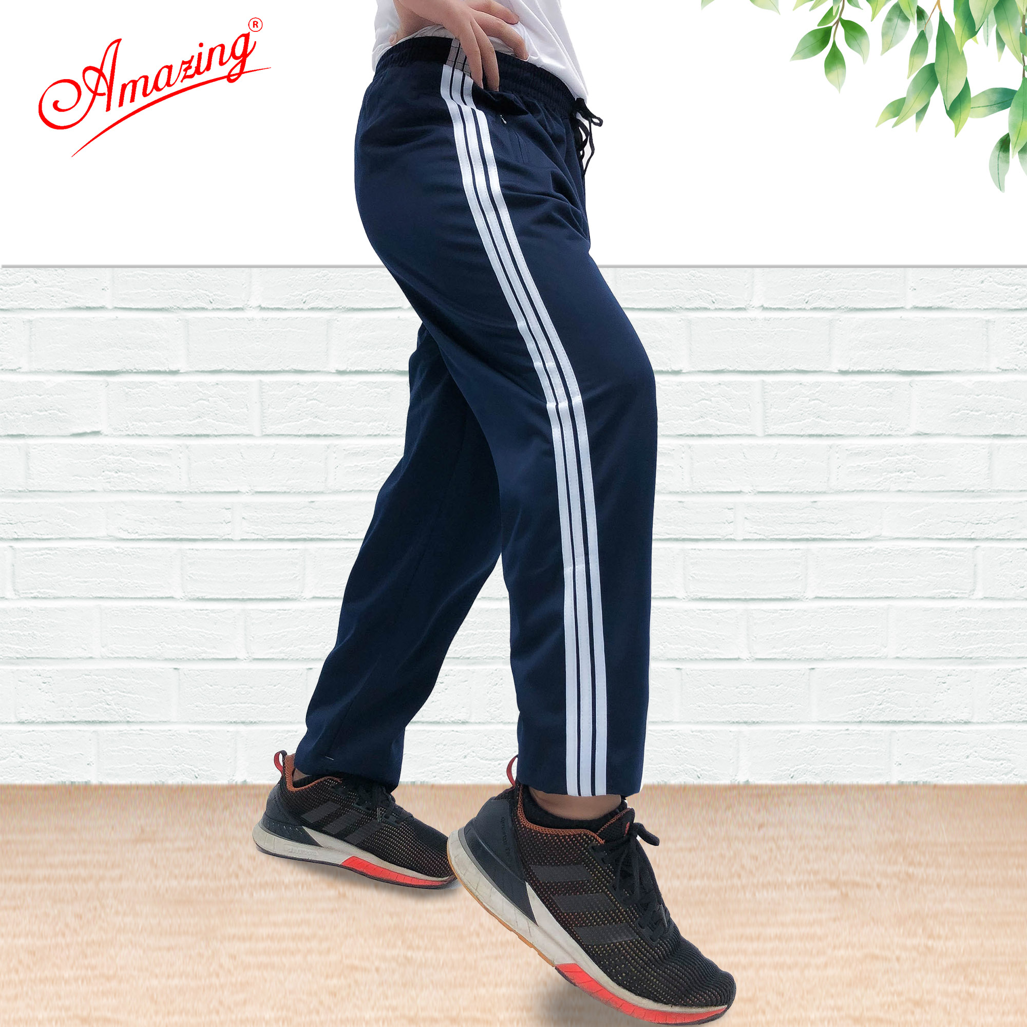 Quần thể dục 3 sọc Amazing cho bé trai đi học, đồ thể thao nam nữ các cấp, vải thun cào, size 15-110kg
