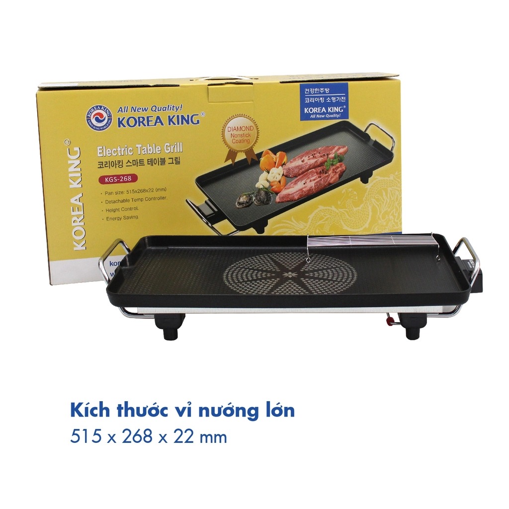 Bếp nướng điện không khói Korea King, Vỉ nướng chống dính đa năng bêp nướng, BBQ, thịt, rau củ [KGS-253,268