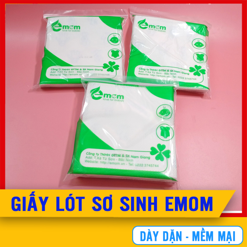 Tấm Lót  Phân Su Chống Thấm Cho Bé Sơ Sinh EMOM Dày Dặn, 3 Lớp Mềm Mại, Chống Thấm Cực Tốt -  Giấy Lót Phân Su- Tả/Tã Lót Phân Xu Cho Trẻ Sơ Sinh - Tấm Lót Sơ Sinh - Miếng Lót Chống Thấm Êm Ái