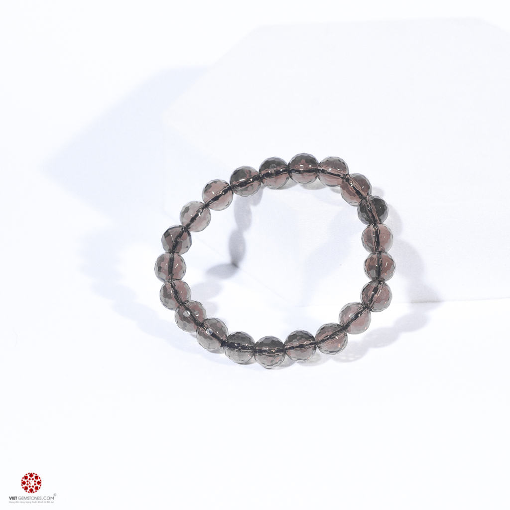 Vòng tay Thạch Anh Khói - Smoky Quartz mài facet - Hợp mệnh Thủy, Mộc, hóa giải muộn phiền, giảm stresss - Nhiều kích thước lựa chọn | VietGemstones