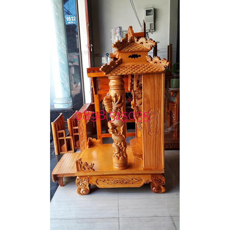 Bàn thờ thần tài mái ngói Cao Cấp 81 x 147cm - Đồ Gỗ Vinh