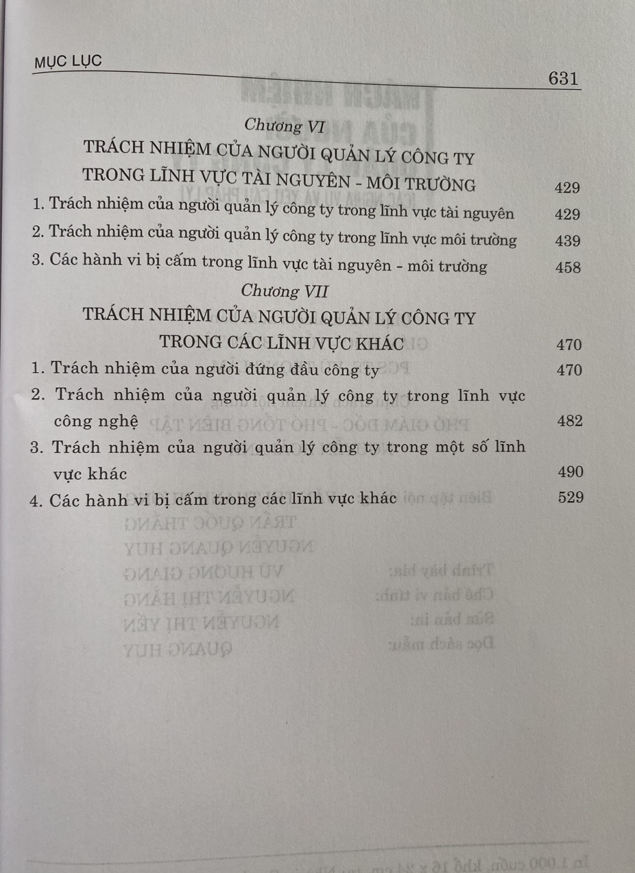 Trách Nhiệm Của Người Quản lý Công Ty