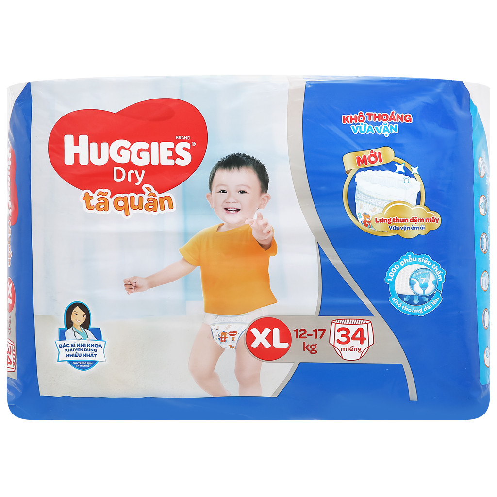 Tã Quần Huggies Dry size XL34 (34 miếng - HSD Luôn Mới