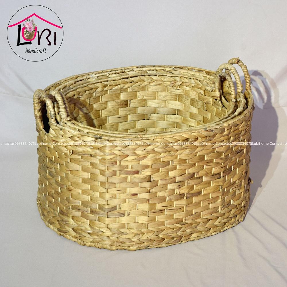 Lubihandicraft - Sọt đựng đồ đan lục bình hình oval - cỡ lớn, sang trọng