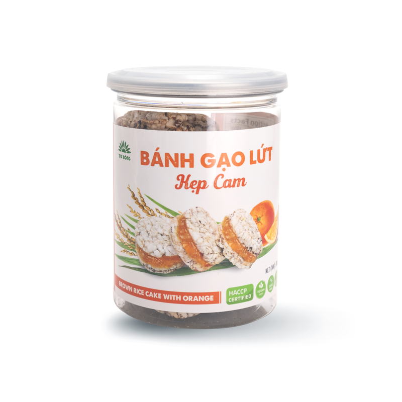 BÁNH GẠO LỨT KẸP CAM TƯ BÔNG- HŨ 80G - MÓN ĂN VẶT MỚI LẠ, BỔ DƯỠNG