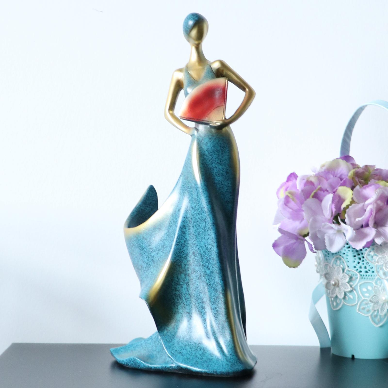 Modern Beauty Statue Bottle Rack Holder Home Centerpieces Decor Blue