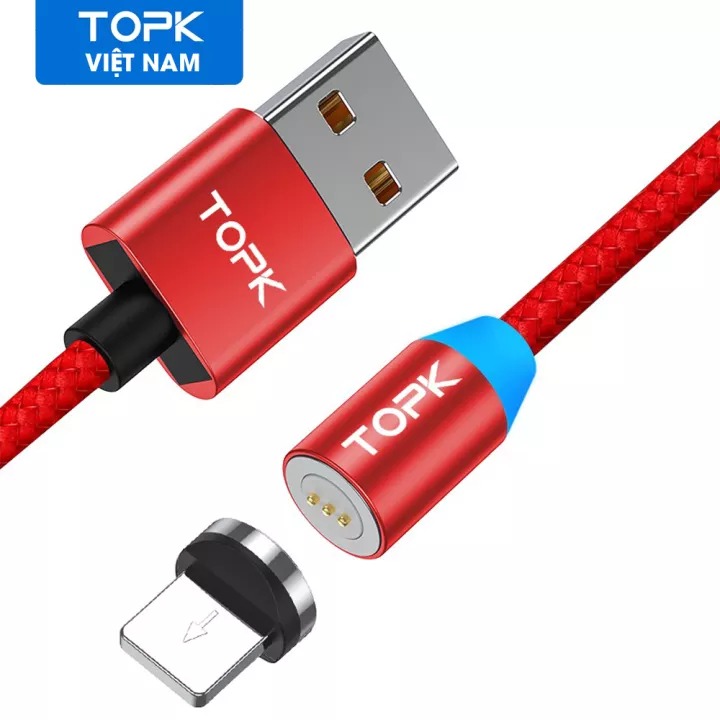 HÀNG CHÍNH HÃNG - Cáp Sạc nam châm TOPK AM37 USB Dành Cho iPhone X Xs Max 11 8 7 6 - Phân phối bởi TOPK VIỆT NAM