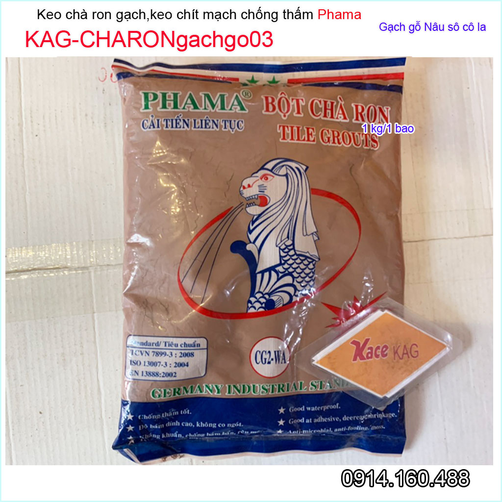 1Kg Keo chà ron phama gạch gỗ nâu socola KAG-CHARONgachgo03, bột chít mạch khe ron gạch chống thấm-chống rêu mốc